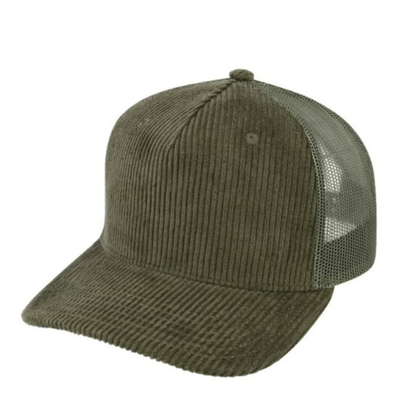 Corduroy Trucker 
100% Cotton Corduroy
5 Panel | Structured
Peak: Pre-Curved Peak

AVAILABLE NON BRANDED AND BRANDED.  CONTACT US FOR A QUOTE
