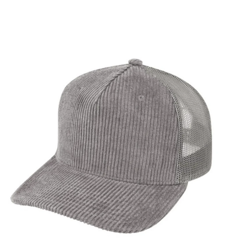 Corduroy Trucker 
100% Cotton Corduroy
5 Panel | Structured
Peak: Pre-Curved Peak

AVAILABLE NON BRANDED AND BRANDED.  CONTACT US FOR A QUOTE
