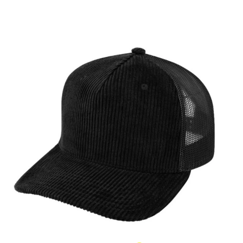 Corduroy Trucker 
100% Cotton Corduroy
5 Panel | Structured
Peak: Pre-Curved Peak

AVAILABLE NON BRANDED AND BRANDED.  CONTACT US FOR A QUOTE
